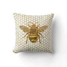 Abeja Brillante Dorada Colmena Hexagonal
