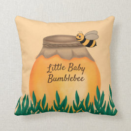 Cojín Decorativo Abeja Bumble en Tarro de Miel Amarillo para Guarde