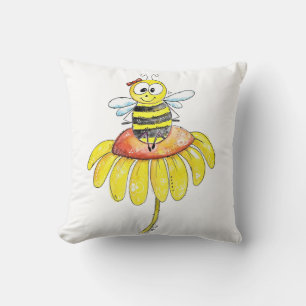 Cojín Decorativo Abeja caprichosa linda en una flor