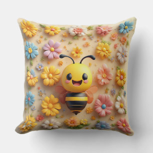 Cojín Decorativo Abeja de Miel de Dibujos Animados Adorable