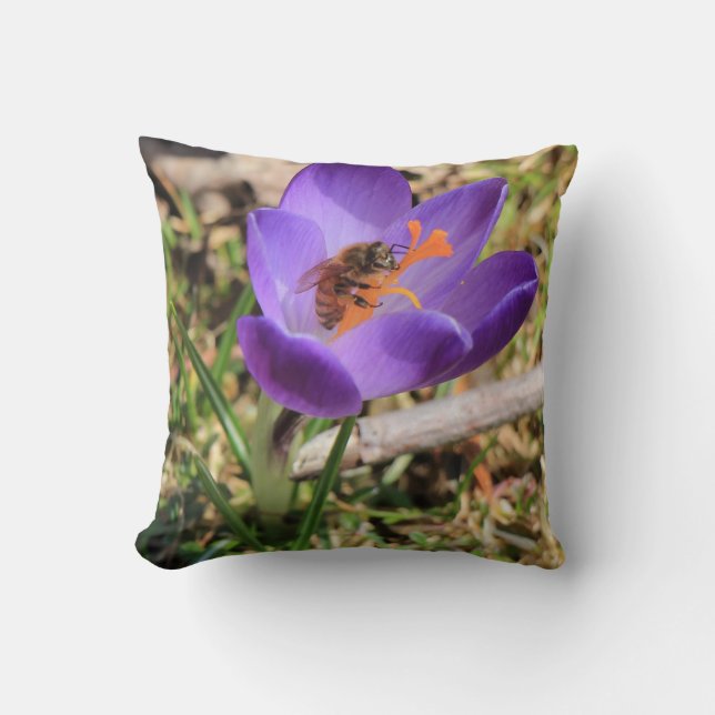 Cojín Decorativo Abeja De Miel En Crocus (Anverso)