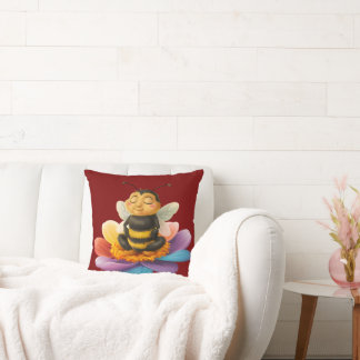 Cojín Decorativo Abeja En Una Flor Vibrante Haciendo Yoga