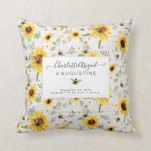 Cojín Decorativo Abeja girasol Rústica Madera Amarilla Nacida Naci