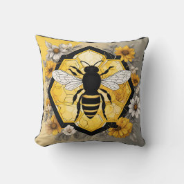 Cojín Decorativo Abeja Humilde en Diseño de Panal de Miel