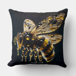 Cojín Decorativo Abeja negra amarilla de cristal lindo