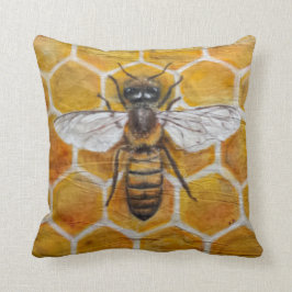 Cojín Decorativo Abeja pintada a mano auténtica de la miel de la