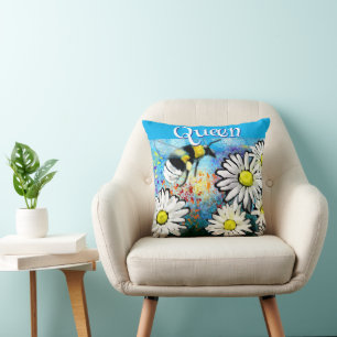 Cojín Decorativo Abeja Reina Caprichosas Margaritas Abejorro Person