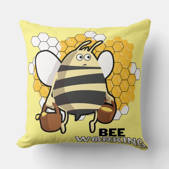 Cojín Decorativo abeja trabajando (Anverso)