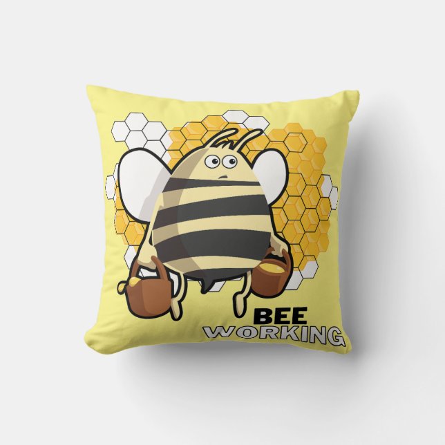 Cojín Decorativo abeja trabajando (Anverso)