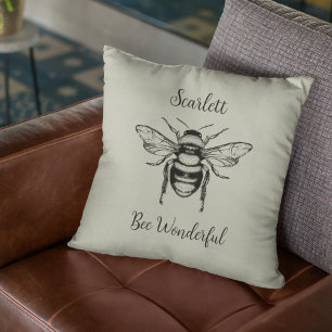 Cojín Decorativo Abeja verde de sabio negro personalizada