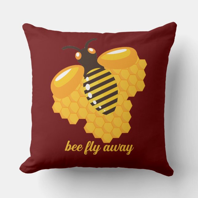 Cojín Decorativo abeja vuela lejos (Anverso)