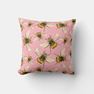 Cojín Decorativo Abejas de flúor vintage en melocotón