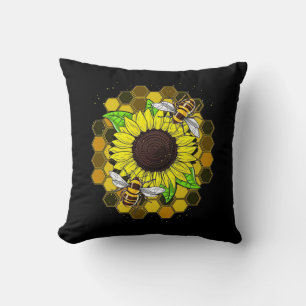 Cojín Decorativo Abejas de girasol hippie