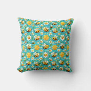 Cojín Decorativo Abejas de miel lindas y margaritas
