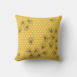 Cojín Decorativo Abejas y panecillos de miel amarillos