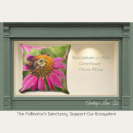Cojín Decorativo Abejorro en Echinacea rosa