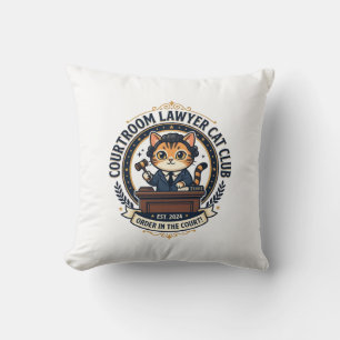 Cojín Decorativo Abogado de sala del tribunal gato divertido diseño
