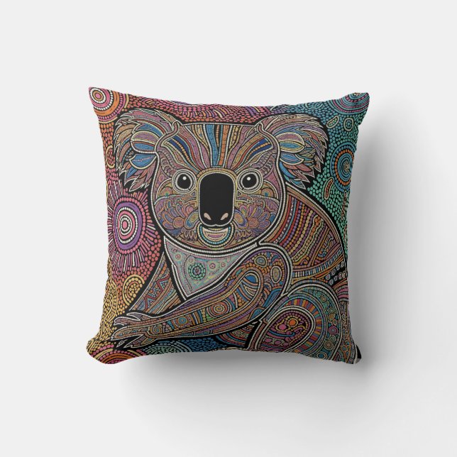 COJÍN DECORATIVO ABORIGINAL ART OF KOALA (Anverso)