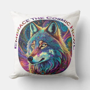 Cojín Decorativo Abraza al Lobo Cósmico