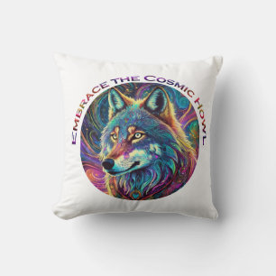 Cojín Decorativo Abraza al Lobo Cósmico