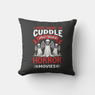 Cojín Decorativo Abraza y mira películas de terror Esqueleto Hallow
