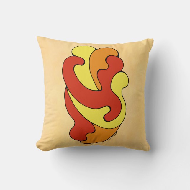 Cojín Decorativo Abrazando curvas (amarillas, rojas, Naranjas) Tira (Anverso)