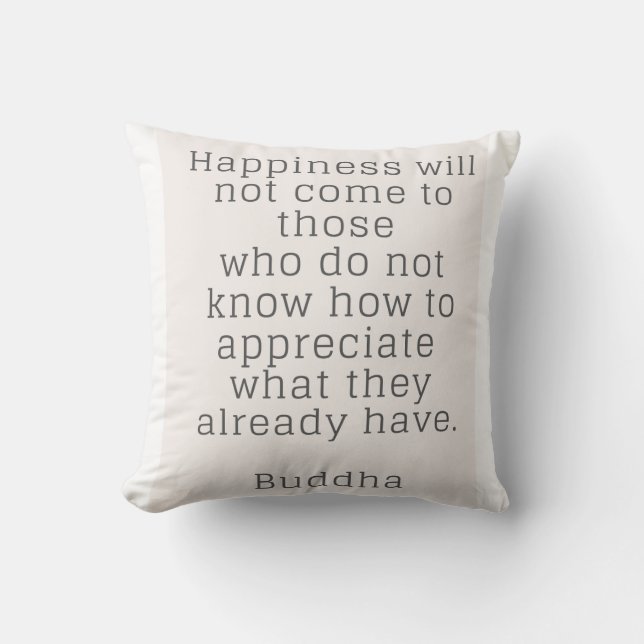 Cojín Decorativo Abrazando la felicidad una cita de Buda (Anverso)