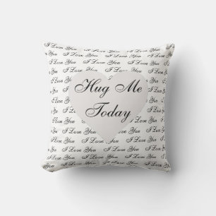 Cojín Decorativo Abrazarme hoy, te amo, corazón, abrazado en blanco