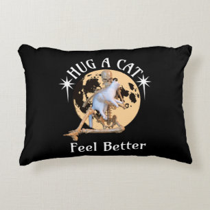 Cojín Decorativo Abrazo de gato a la luz de la luna Esqueleto Humor