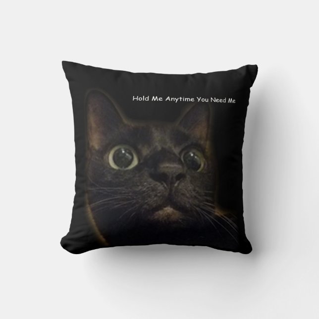 Cojín Decorativo Abrazo de gato negro con suerte (Anverso)