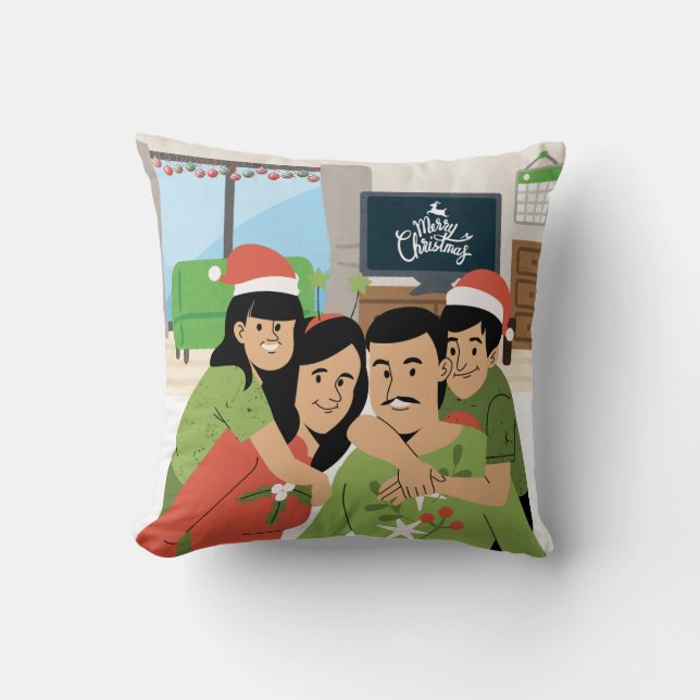 Cojín Decorativo Abrazo de Navidad familiar (Anverso)