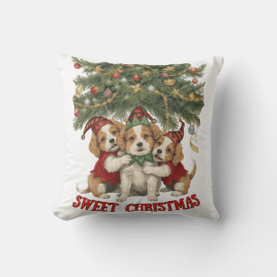 Cojín Decorativo Abrazo dulce de Navidad – Perros felices y alegría
