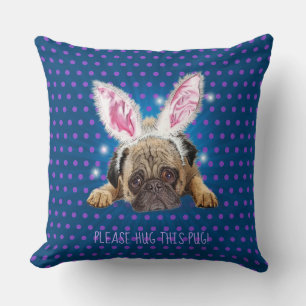 Cojín Decorativo Abrazo un pug doble cara de polka punto arrojar co