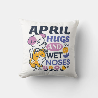 Cojín Decorativo Abrazos de abril y nariz húmeda - Perro y gato ado