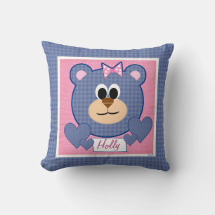 Cojín Decorativo Abrazos y Besos de Osito de Peluche Rosa y Azul