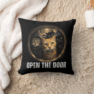 Cojín Decorativo Abre La Puerta Chiste Gato Meme Gato Pandilla Humo