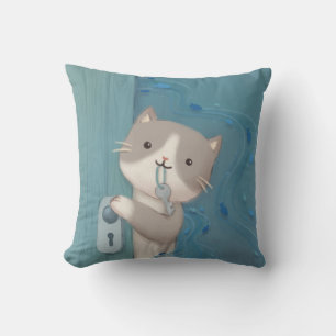 Cojín Decorativo Abrir: Gato con clave