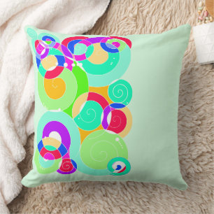 Cojín Decorativo Abstracción del arte espiral retro arcoiris Turque