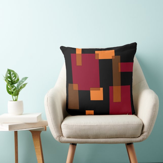 Cojín Decorativo Abstracción geométrica Naranja rojo marrón negro (Silla)