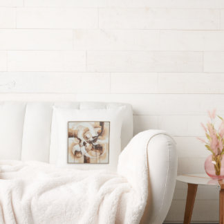 Cojín Decorativo Abstract art with white, beige and brown colours.