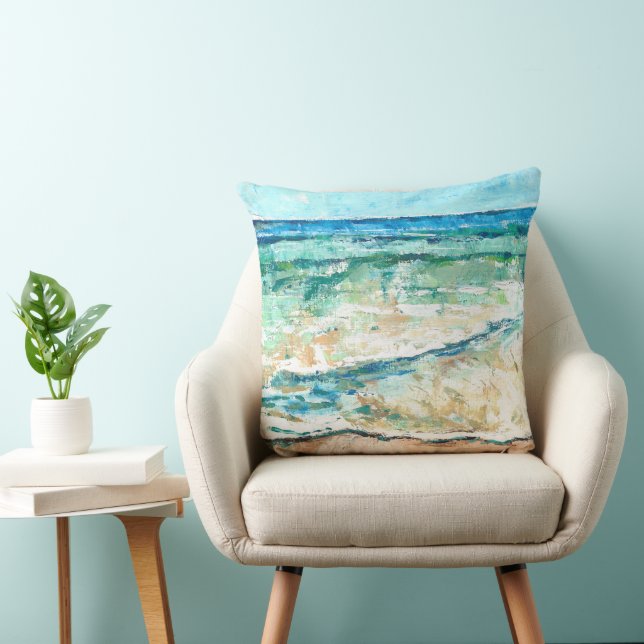 Cojín Decorativo Abstract Beach Verde azulada Waves (Silla)