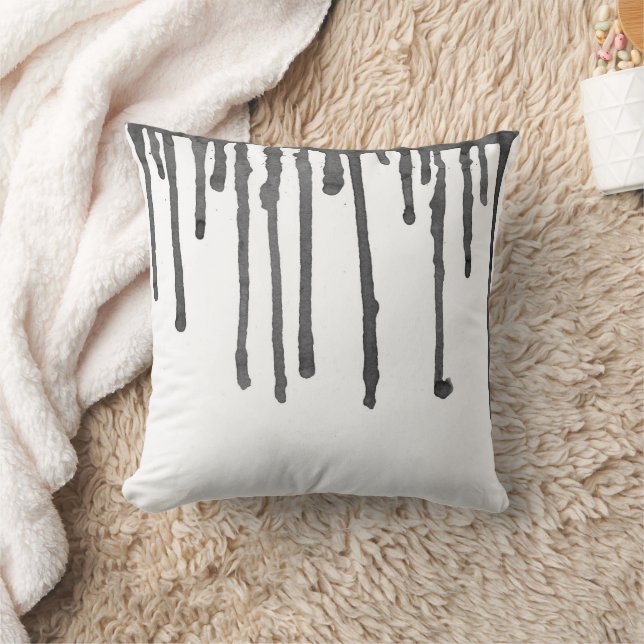 Cojín Decorativo Abstract Black Paint Drops And Stripes (Manta)