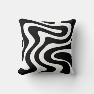 Cojín Decorativo Abstract Black Wavy Lines Seamless Pattern 