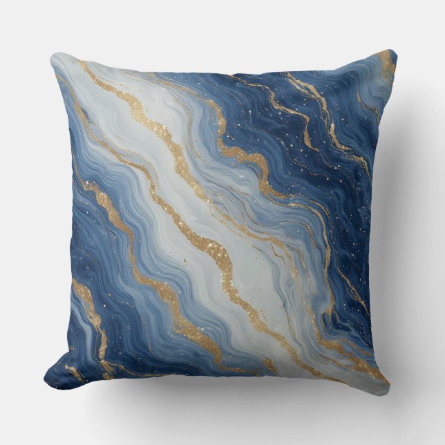 Cojín Decorativo Abstract Blue And Gold Marble Texture (Anverso)