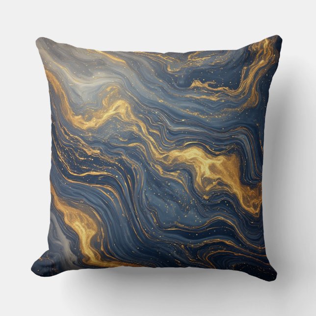 Cojín Decorativo Abstract Blue And Gold Marble Texture (Anverso)