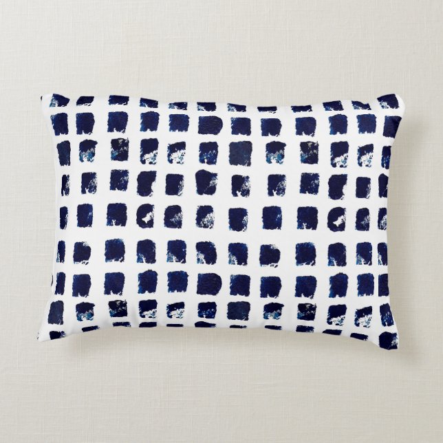 Cojín Decorativo Abstract Blue Textura Bloque Art Accent Pillow (Reverso)