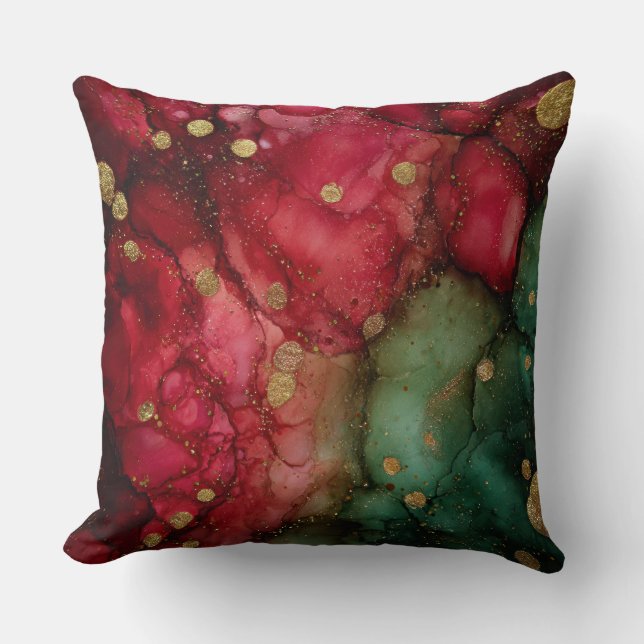 Cojín Decorativo Abstract Christmas Pillow – Modern Red & Green (Anverso)