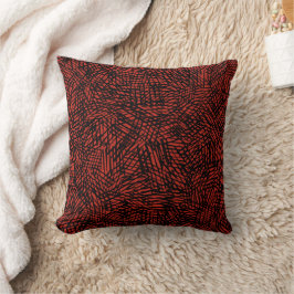 Cojín Decorativo Abstract Contemporary Black Crosshatch On Red Rust