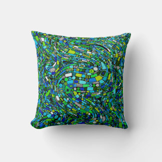 Cojín Decorativo Abstract Design Blue Green Waves Shapes