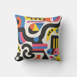 Cojín Decorativo Abstract Design Colorful Geometric Black Patterns